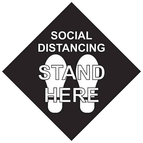 Social Distancing Stand Here Square 11" Decal - Black