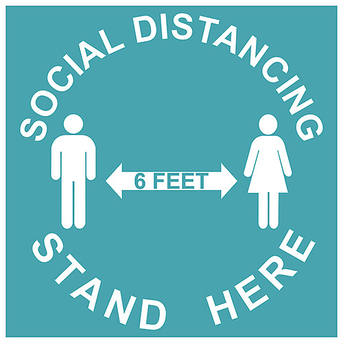 Social Distancing Stand Here Square 11" Decal - Sea Green