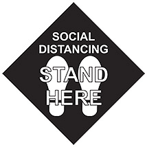 Social Distancing Stand Here Square 11" Decal - Black