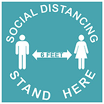 Social Distancing Stand Here Square 11" Decal - Sea Green