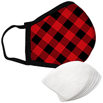Red Plaid - Large Face Mask with Filters