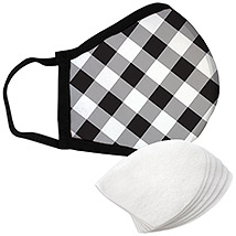 White Plaid - Large Face Mask with Filters